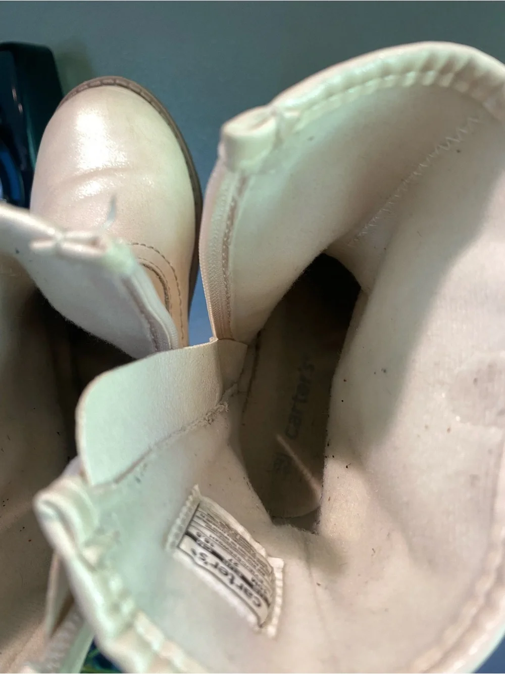 Carter's White Leather Kids Ankle Boots
